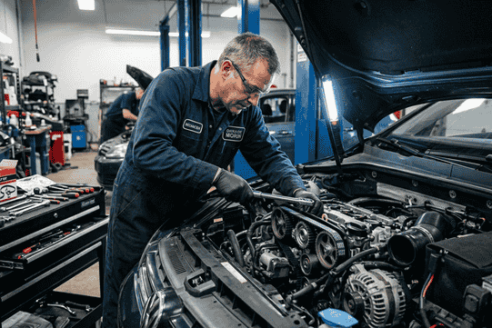 Mécanicien qui répare le moteur