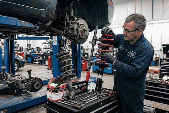 Mécanicien qui remplace les suspensions
