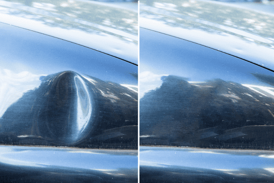 Un avant/Après d'un impact sur la carrosserie